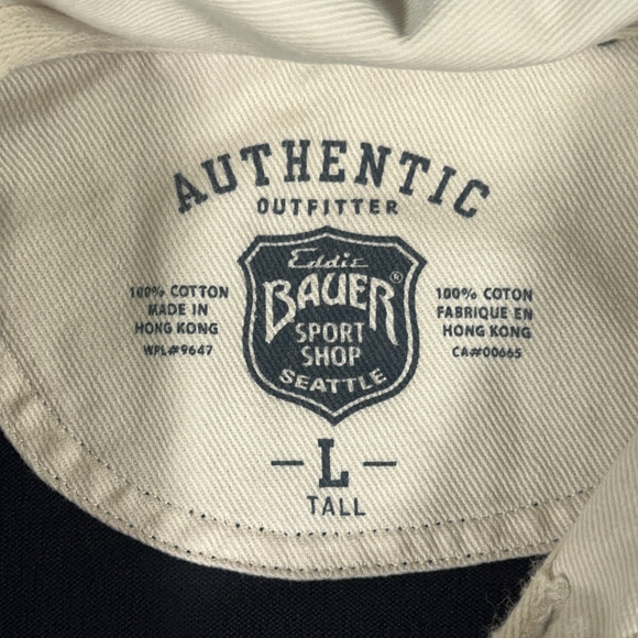 Eddie Bauer Polo Shirt Adult LARGE TALL Blue Rugby Sport Shop Big Logo Preppy - Picture 4 of 11